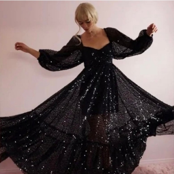 Selkie Black Princess Sequin Gown - Picture 16 of 16